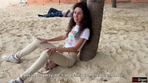 Public pickup – Took a girl from her cuckold husband from the beach to hotel room and fucked her